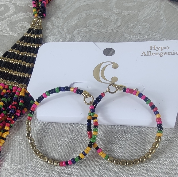 Charming Charlie Colorful Seed Bead Necklace and Earrings New - Picture 2 of 14